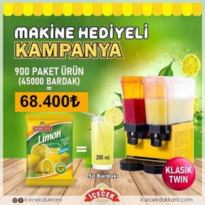 Samixir Klasik Twin İkili Limonata Makinesi 20+20 lt Hediyeli Kampanya