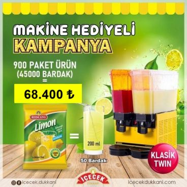 Samixir Klasik Twin İkili Limonata Makinesi 20+20 lt Hediyeli Kampanya