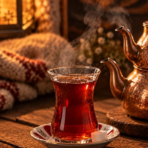 İnce belli bardakta demli Türk çayı